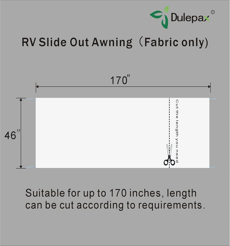 Dulepax استبدال قماش مظلة RV القابلة للسحب (46" x 170.2"، أبيض - قماش فقط) - استبدال عالمي لمظلة السقف لعربات 5th Wheel RVs، مقطورات السفر والمنازل المتنقلة… - Image 3